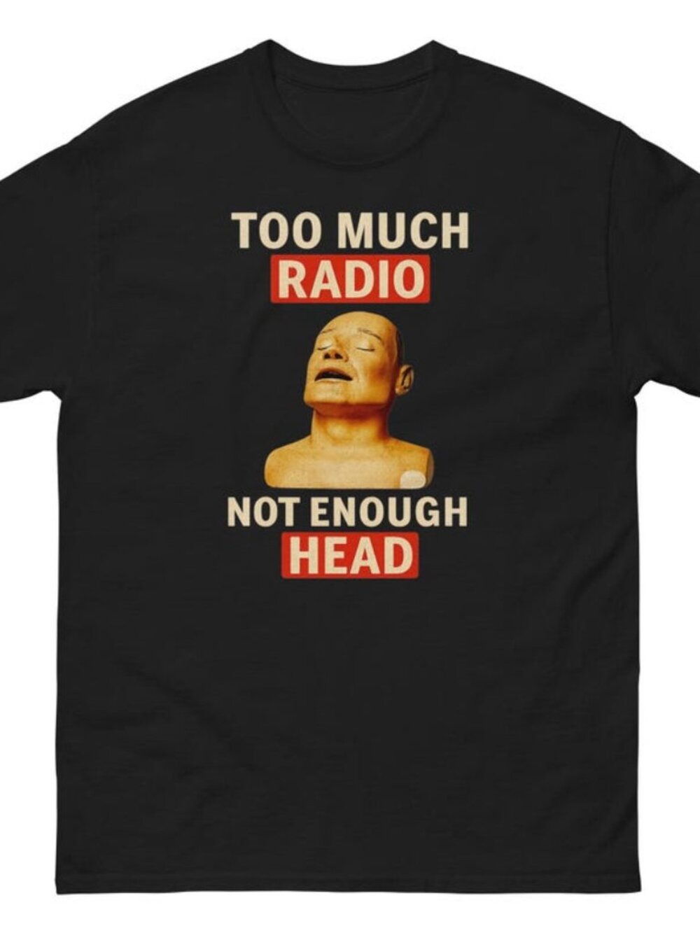 Too Much Radio Not Enough Head Funny 90s 80s 2000s Y2K Retro T-shirt